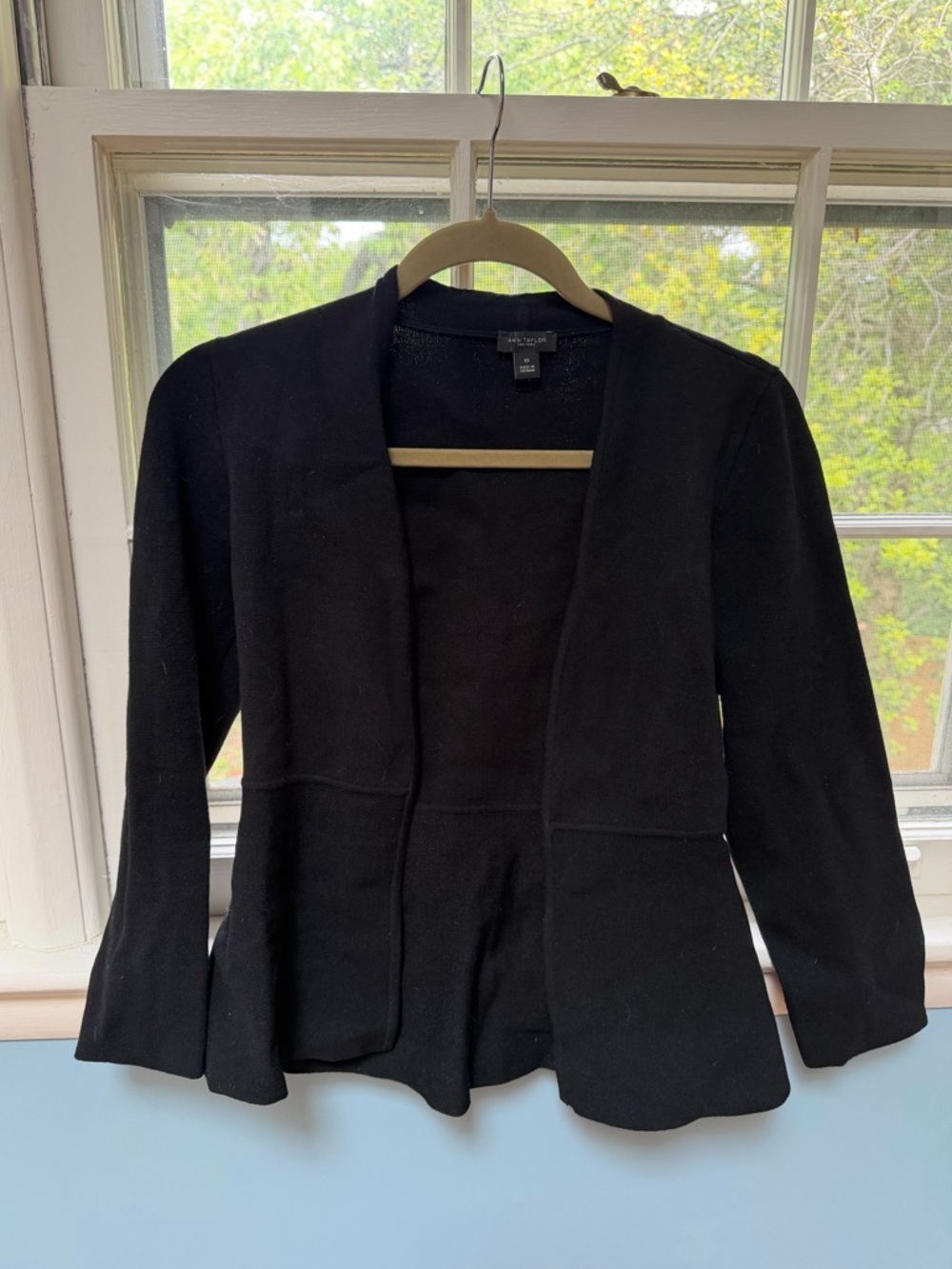 Black Ann Taylor Peplum Blazer Cardigan